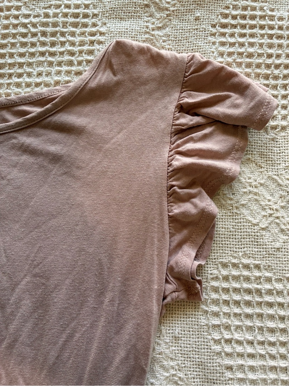 Olivia Rae Dress Flutter Sleeve Tiered Skirt Knit Stretch Blush Rose Size Small - Picture 7 of 9